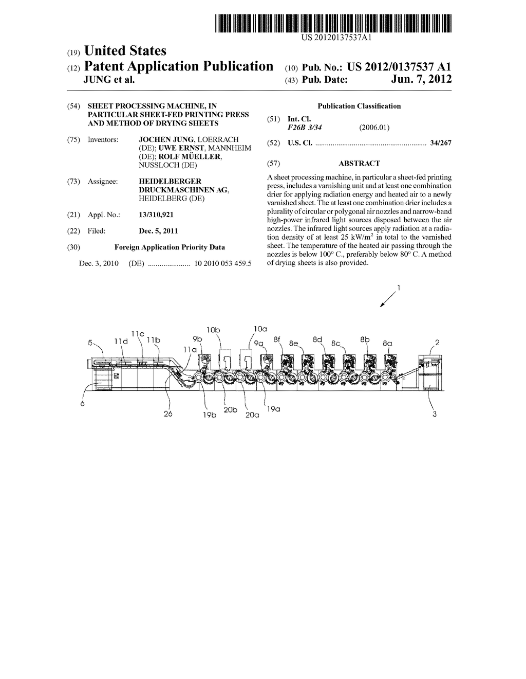 SHEET PROCESSING MACHINE, IN PARTICULAR SHEET-FED PRINTING PRESS AND     METHOD OF DRYING SHEETS - diagram, schematic, and image 01