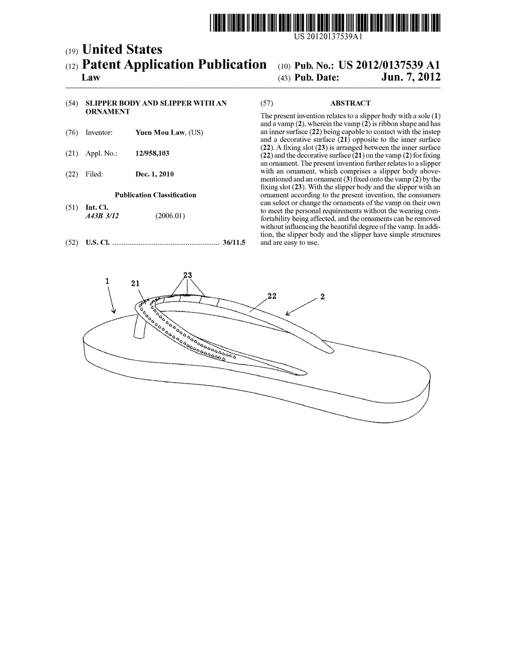 Slipper Body and Slipper with an Ornament - diagram, schematic, and image 01