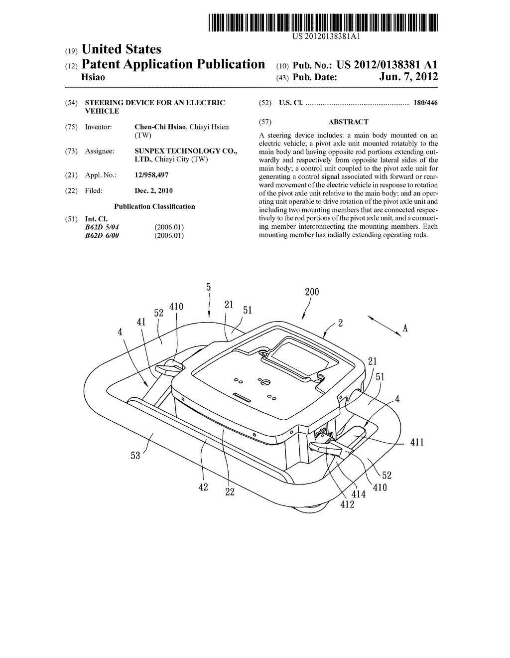 STEERING DEVICE FOR AN ELECTRIC VEHICLE - diagram, schematic, and image 01