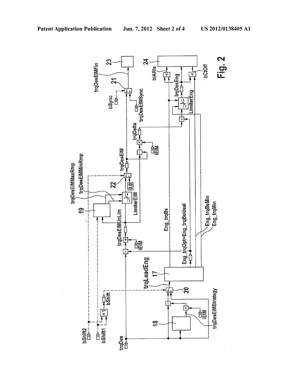 METHOD AND DEVICE FOR CHANGING THE MECHANICAL COUPLING OF A DRIVE UNIT TO     A POWER TRAIN OF A MOTOR VEHICLE, WHOSE POWER TRAIN IS EQUIPPED WITH AT     LEAST TWO DRIVE UNITS - diagram, schematic, and image 03