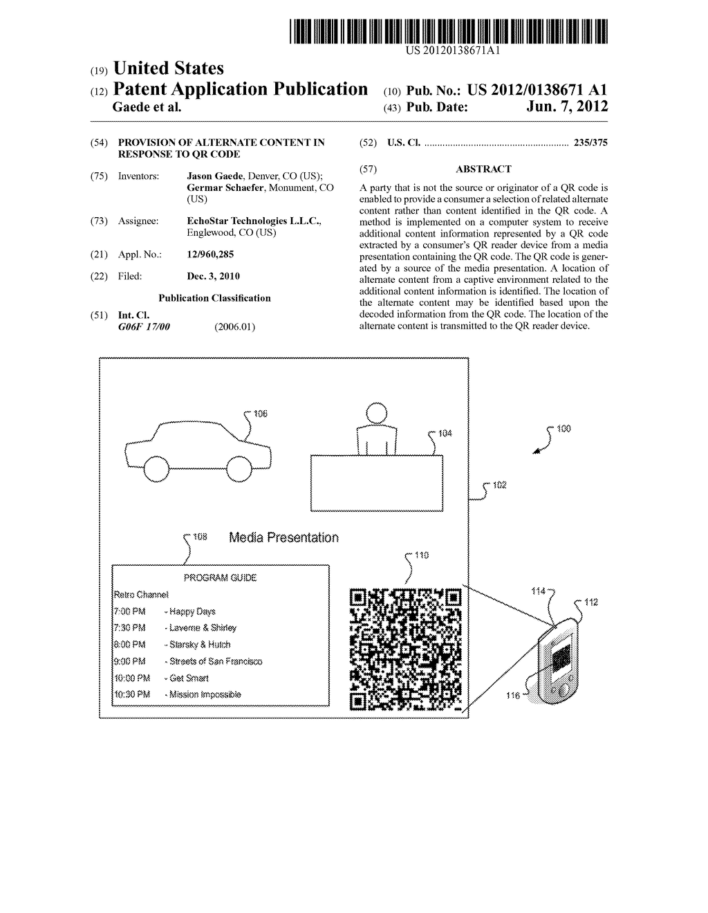 Provision of Alternate Content in Response to QR Code - diagram, schematic, and image 01