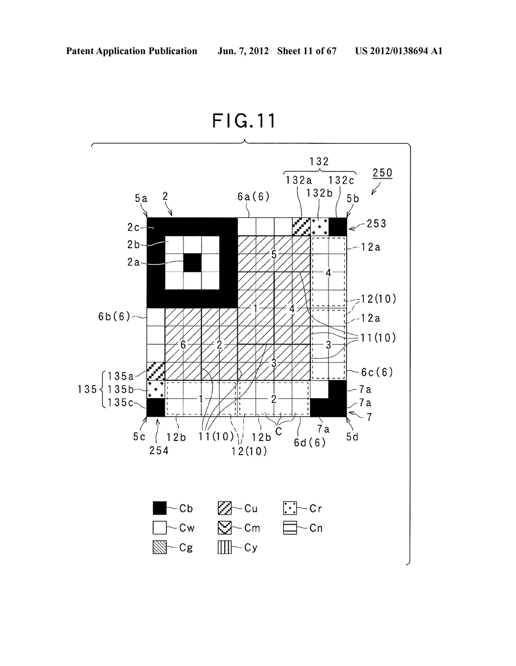 TWO-DIMENSIONAL CODE HAVING RECTANGULAR REGION PROVIDED WITH SPECIFIC     PATTERNS FOR SPECIFY CELL POSITIONS AND DISTINCTION FROM BACKGROUND - diagram, schematic, and image 12