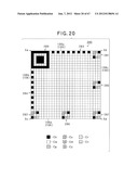 TWO-DIMENSIONAL CODE HAVING RECTANGULAR REGION PROVIDED WITH SPECIFIC     PATTERNS FOR SPECIFY CELL POSITIONS AND DISTINCTION FROM BACKGROUND diagram and image