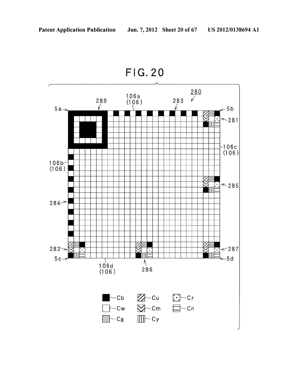 TWO-DIMENSIONAL CODE HAVING RECTANGULAR REGION PROVIDED WITH SPECIFIC     PATTERNS FOR SPECIFY CELL POSITIONS AND DISTINCTION FROM BACKGROUND - diagram, schematic, and image 21