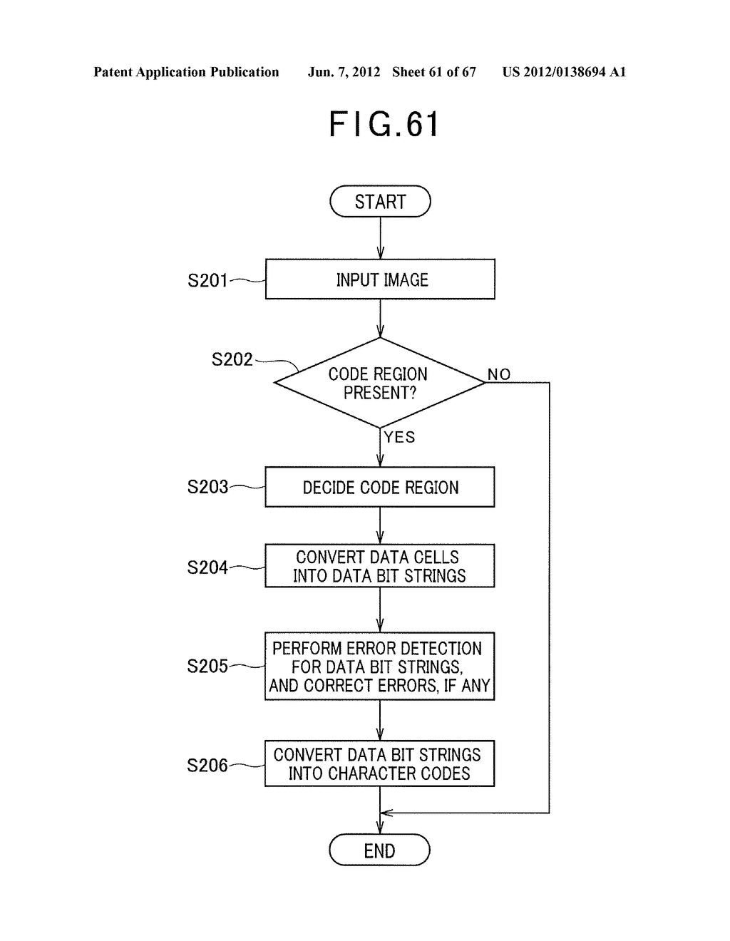 TWO-DIMENSIONAL CODE HAVING RECTANGULAR REGION PROVIDED WITH SPECIFIC     PATTERNS FOR SPECIFY CELL POSITIONS AND DISTINCTION FROM BACKGROUND - diagram, schematic, and image 62