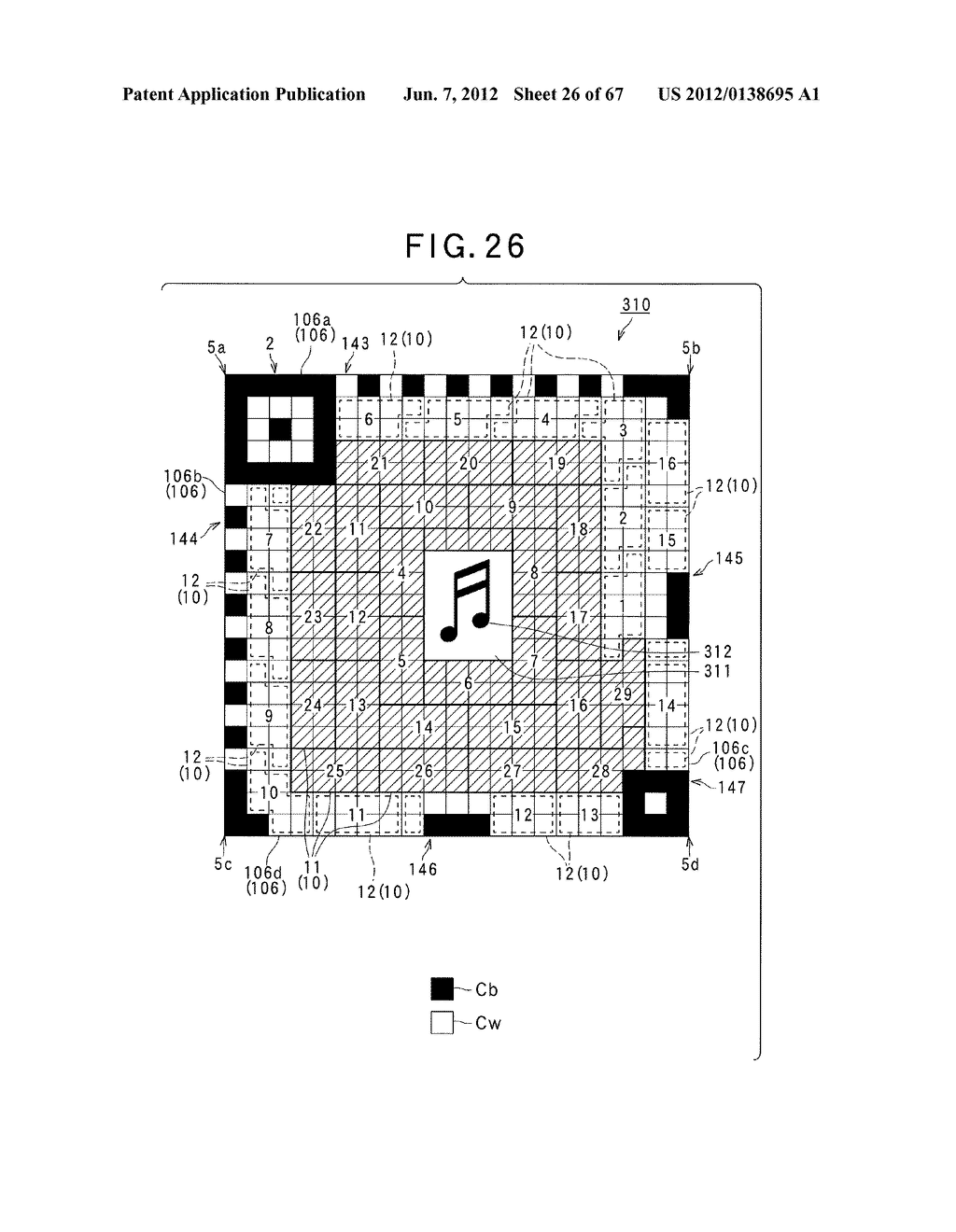 TWO-DIMENSIONAL CODE HAVING RECTANGULAR REGION PROVIDED WITH SPECIFIC     PATTERNS FOR SPECIFY CELL POSITIONS AND DISTINCTION FROM BACKGROUND - diagram, schematic, and image 27