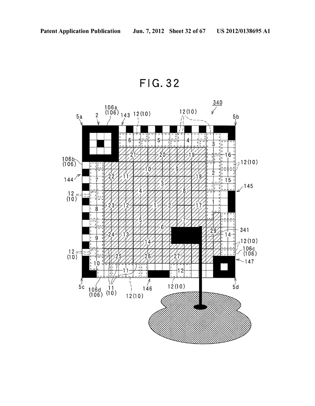 TWO-DIMENSIONAL CODE HAVING RECTANGULAR REGION PROVIDED WITH SPECIFIC     PATTERNS FOR SPECIFY CELL POSITIONS AND DISTINCTION FROM BACKGROUND - diagram, schematic, and image 33