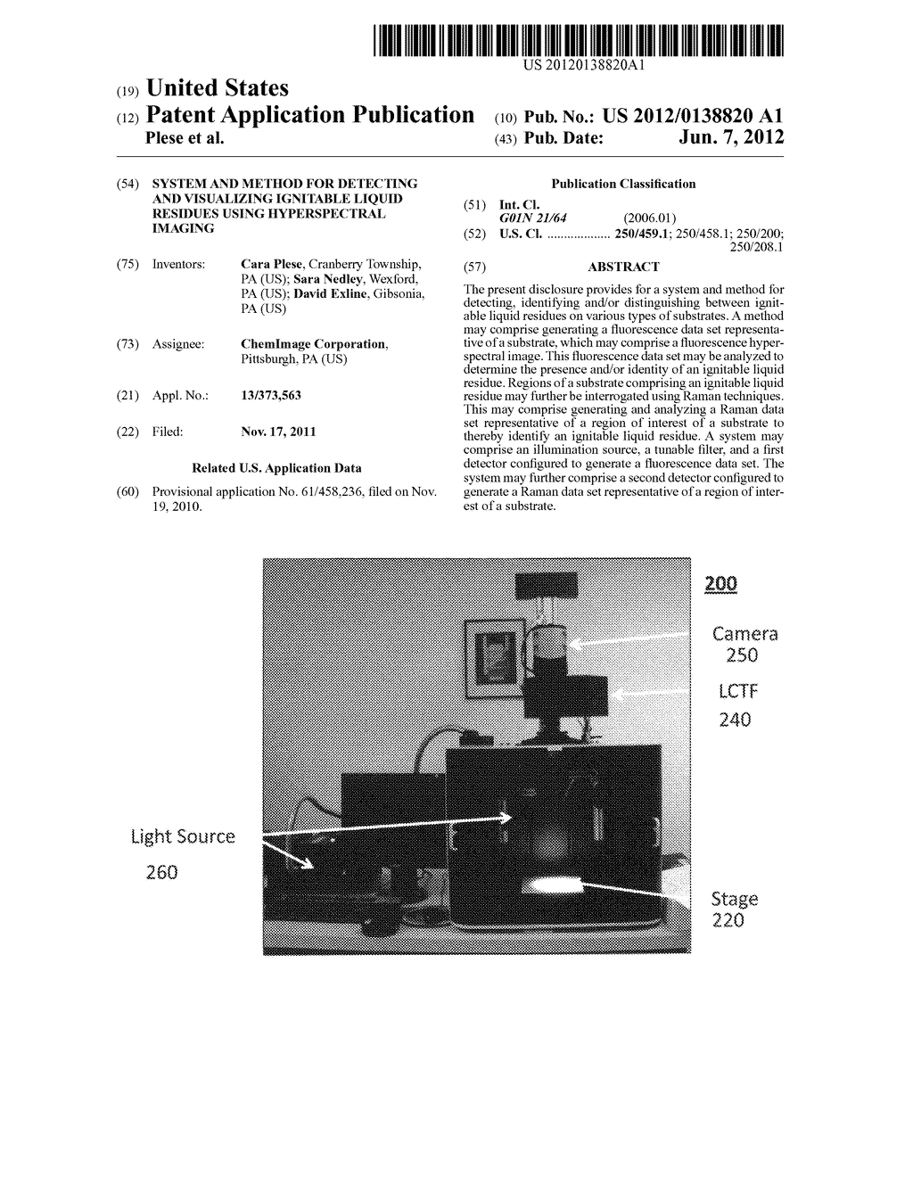 System and method for detecting and visualizing ignitable liquid residues     using hyperspectral imaging - diagram, schematic, and image 01