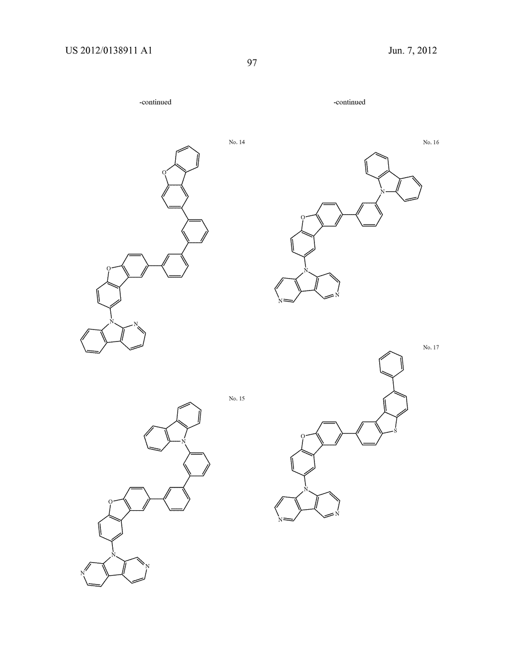 BISCARBAZOLE DERIVATIVE, MATERIAL FOR ORGANIC ELECTROLUMINESCENCE DEVICE     AND ORGANIC ELECTROLUMINESCENCE DEVICE USING THE SAME - diagram, schematic, and image 99