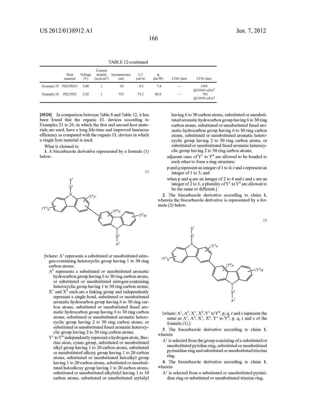 BISCARBAZOLE DERIVATIVE, MATERIAL FOR ORGANIC ELECTROLUMINESCENCE DEVICE     AND ORGANIC ELECTROLUMINESCENCE DEVICE USING THE SAME - diagram, schematic, and image 169