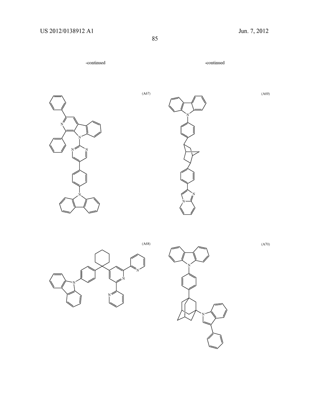 BISCARBAZOLE DERIVATIVE, MATERIAL FOR ORGANIC ELECTROLUMINESCENCE DEVICE     AND ORGANIC ELECTROLUMINESCENCE DEVICE USING THE SAME - diagram, schematic, and image 88