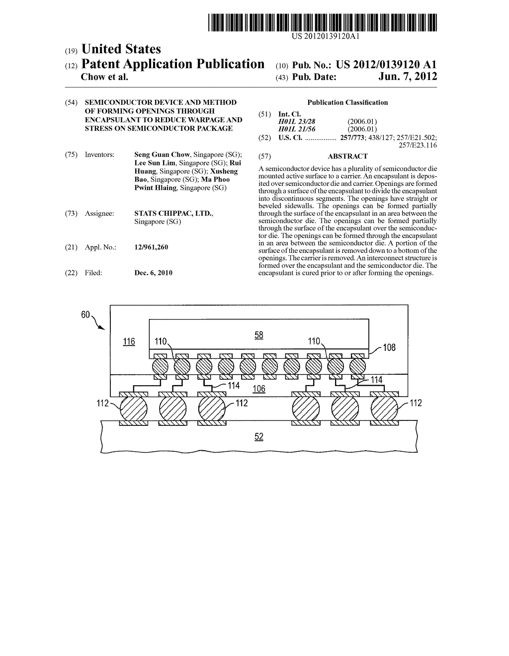 Semiconductor Device and Method of Forming Openings Through Encapsulant to     Reduce Warpage and Stress on Semiconductor Package - diagram, schematic, and image 01