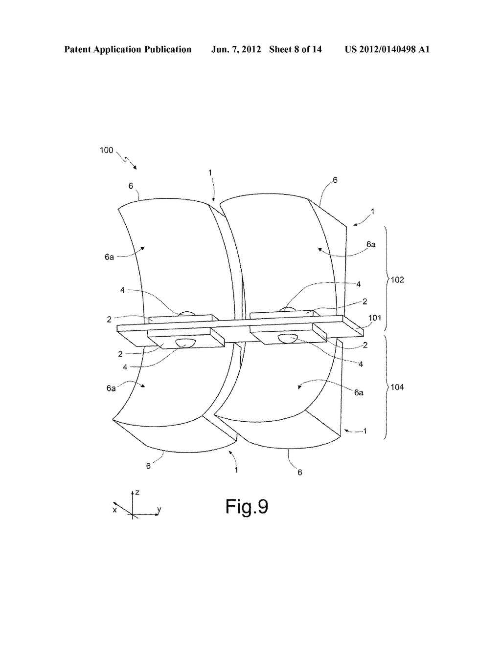 LED LIGHTING DEVICE OF AN AIRCRAFT, IN PARTICULAR FOR MANEUVERS OF     LANDING, TAKE-OFF, TAXIING, AND SEARCHING, AND AIRCRAFT COMPRISING SAID     DEVICE - diagram, schematic, and image 09