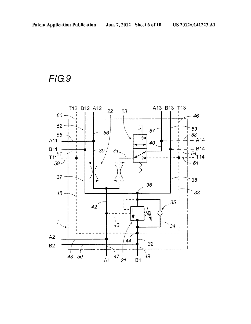 SUPPLY AND RESETTING HYDRAULIC UNIT FOR A LIFTING ASSEMBLY WITH TWO     SEPARATE SIMULTANEOUSLY ACTUATED POWERED BEARINGS - diagram, schematic, and image 07