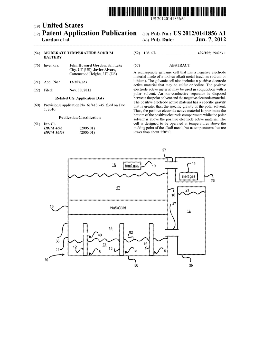 MODERATE TEMPERATURE SODIUM BATTERY - diagram, schematic, and image 01