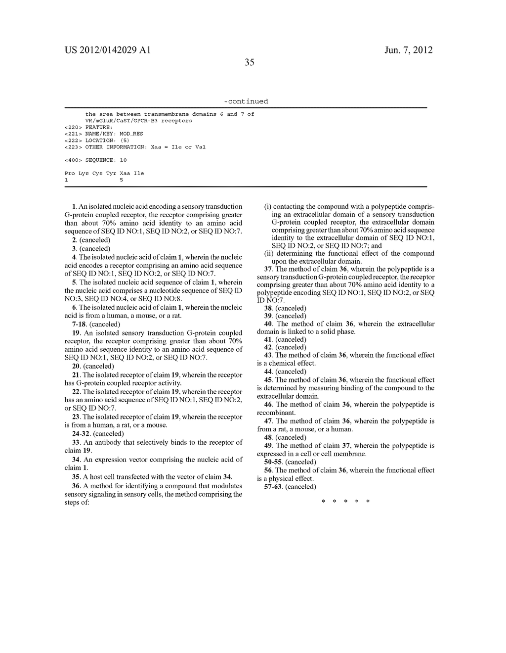 NUCLEIC ACIDS ENCODING A G-PROTEIN COUPLED RECEPTOR INVOLVED IN SENSORY     TRANSDUCTION - diagram, schematic, and image 36