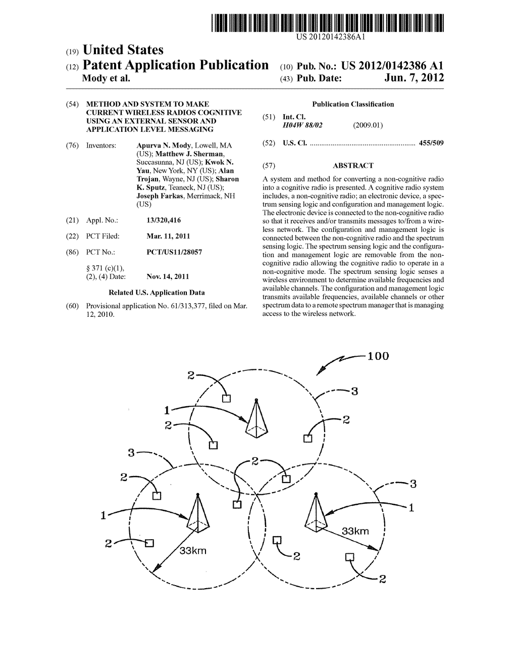 METHOD AND SYSTEM TO MAKE CURRENT WIRELESS RADIOS COGNITIVE USING AN     EXTERNAL SENSOR AND APPLICATION LEVEL MESSAGING - diagram, schematic, and image 01