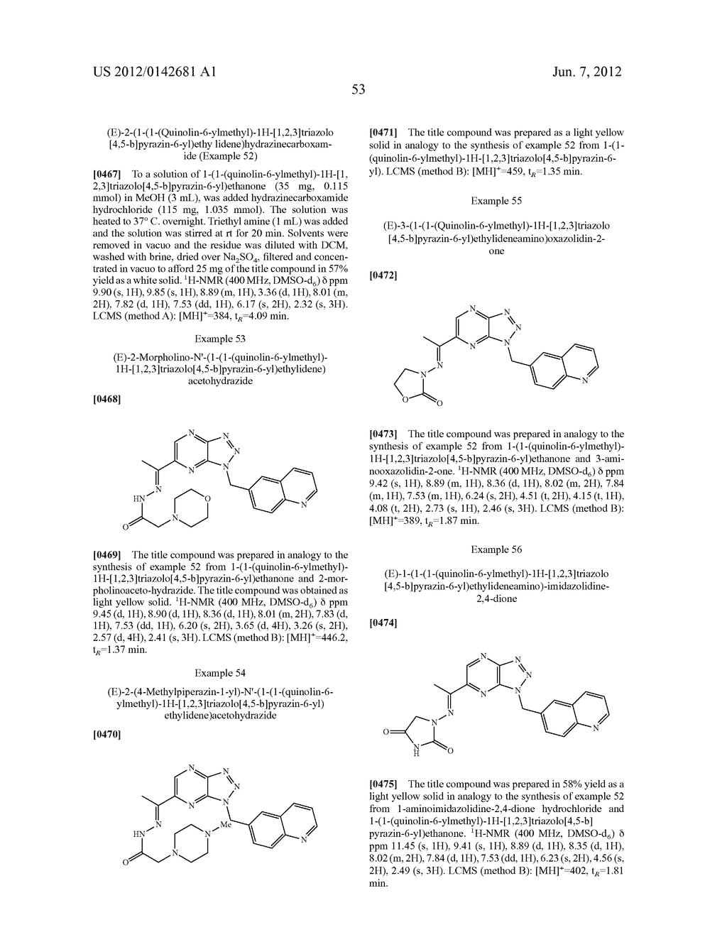 HETEROCYCLIC HYDRAZONE COMPOUNDS - diagram, schematic, and image 54