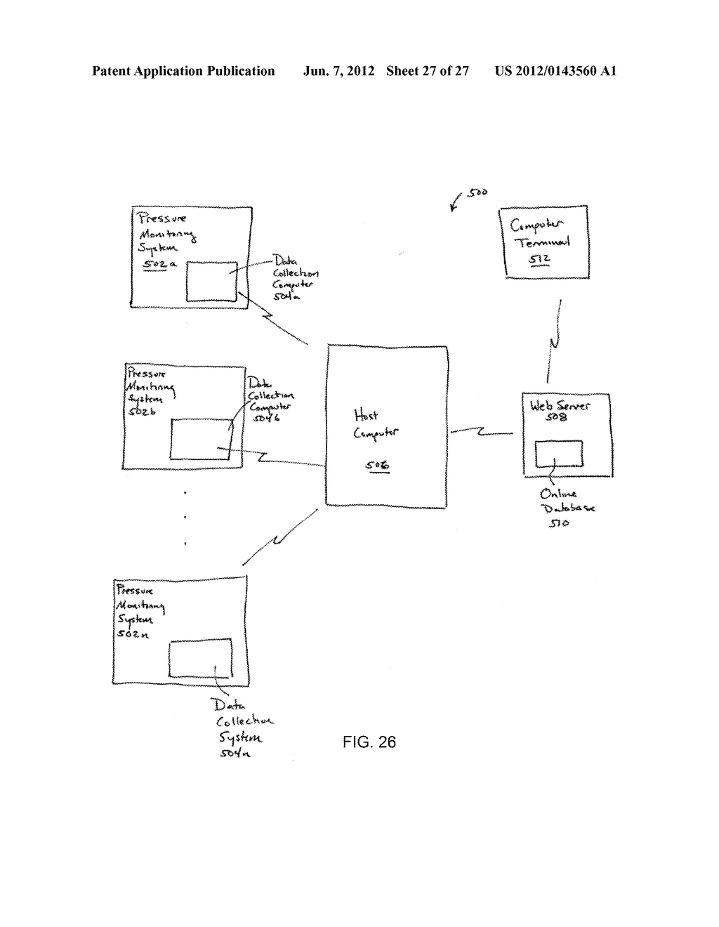 APPARATUS, SYSTEM, AND METHOD FOR PRESSURE MONITORING, DATA HANDLING, AND     ONLINE INTERFACE THEREFOR - diagram, schematic, and image 28