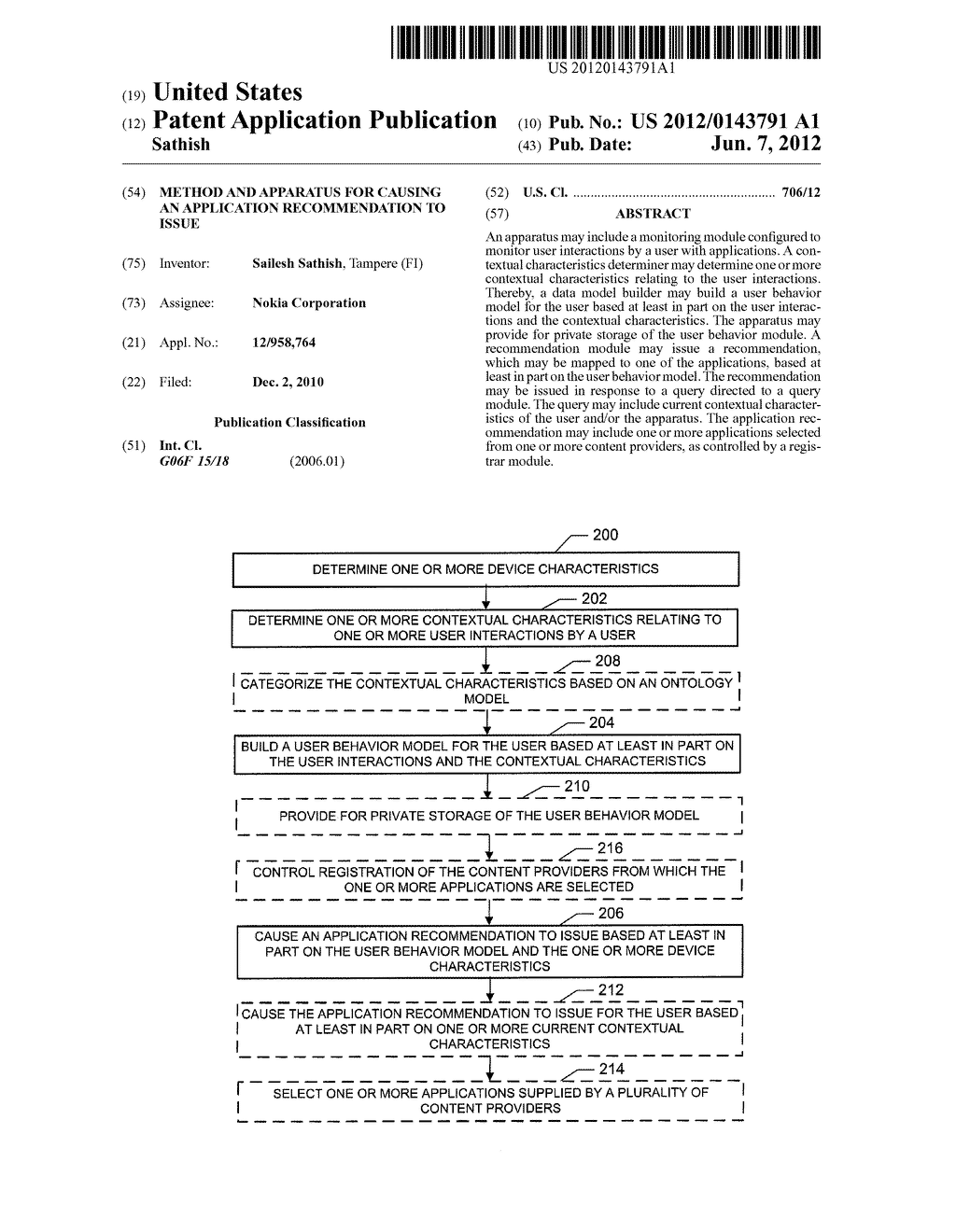 METHOD AND APPARATUS FOR CAUSING AN APPLICATION RECOMMENDATION TO ISSUE - diagram, schematic, and image 01