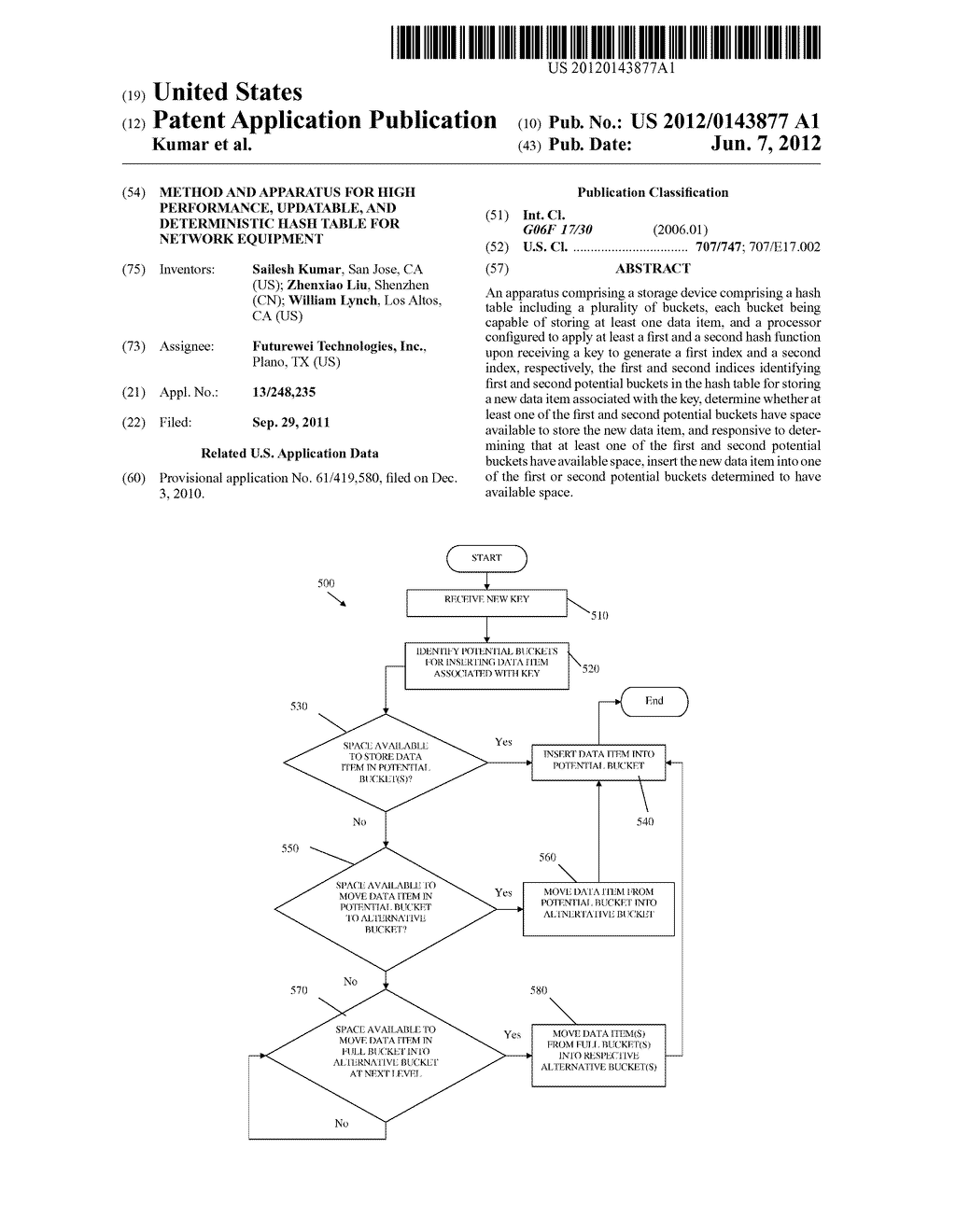 Method and Apparatus for High Performance, Updatable, and Deterministic     Hash Table for Network Equipment - diagram, schematic, and image 01