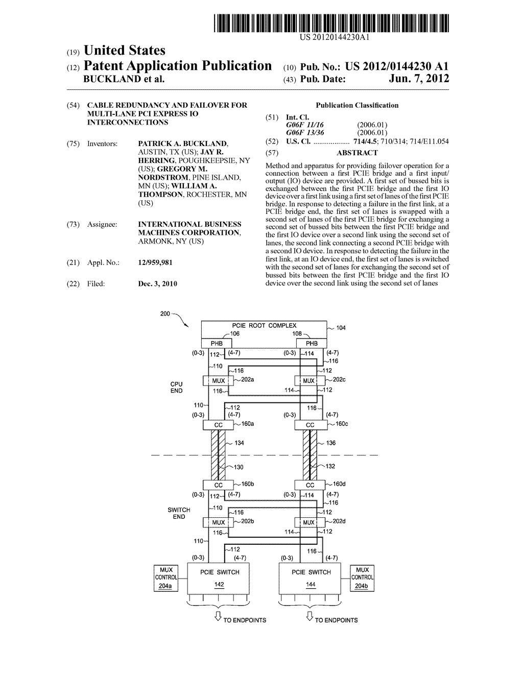 CABLE REDUNDANCY AND FAILOVER FOR MULTI-LANE PCI EXPRESS IO     INTERCONNECTIONS - diagram, schematic, and image 01