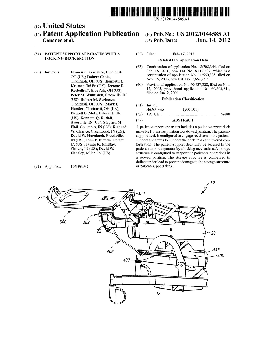 PATIENT-SUPPORT APPARATUS WITH A LOCKING DECK SECTION - diagram, schematic, and image 01