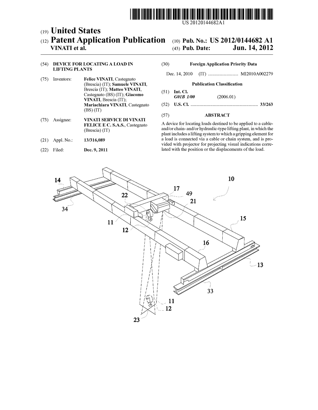 DEVICE FOR LOCATING A LOAD IN LIFTING PLANTS - diagram, schematic, and image 01