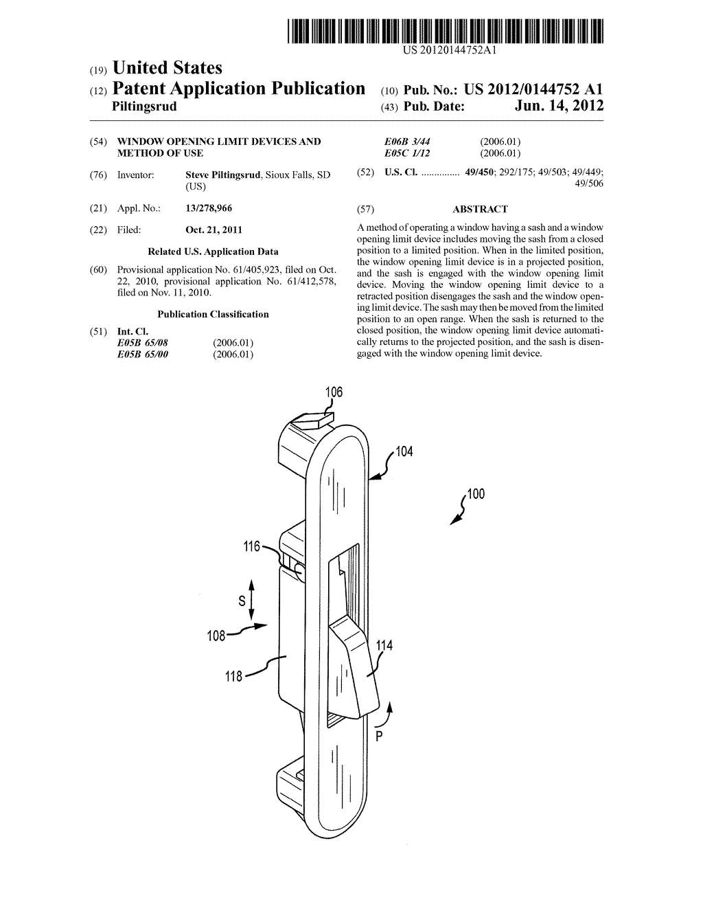 WINDOW OPENING LIMIT DEVICES AND METHOD OF USE - diagram, schematic, and image 01