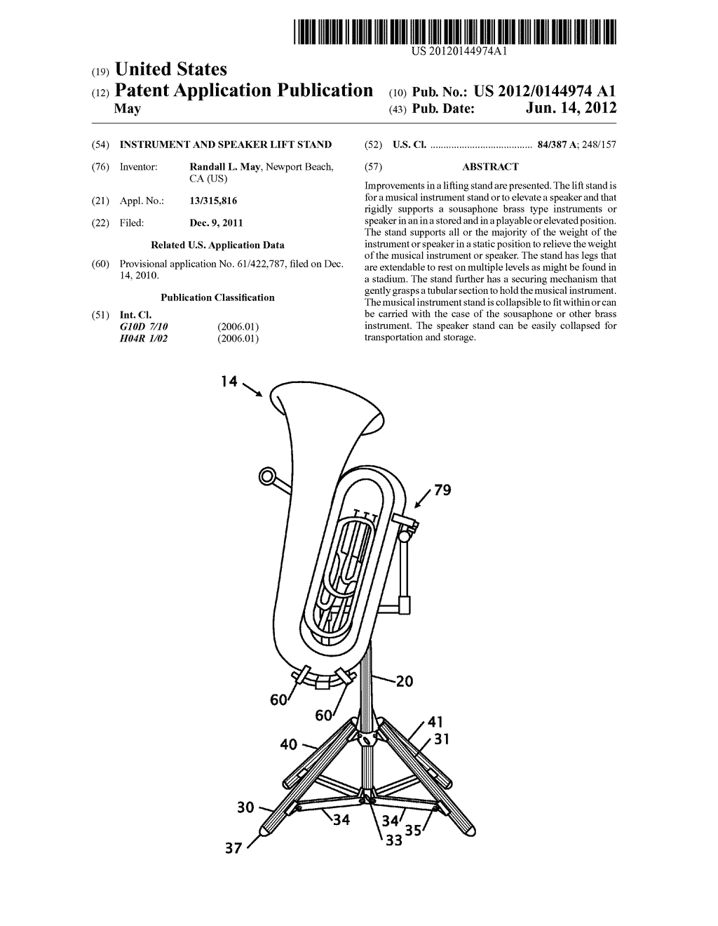 INSTRUMENT AND SPEAKER LIFT STAND - diagram, schematic, and image 01