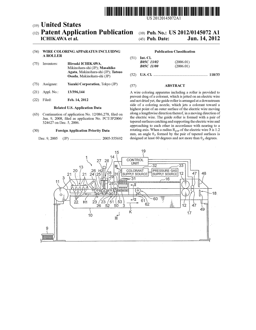 WIRE COLORING APPARATUS INCLUIDNG A ROLLER - diagram, schematic, and image 01