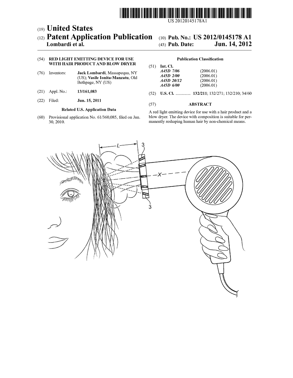 Red Light Emitting Device For Use With Hair Product And Blow Dryer - diagram, schematic, and image 01