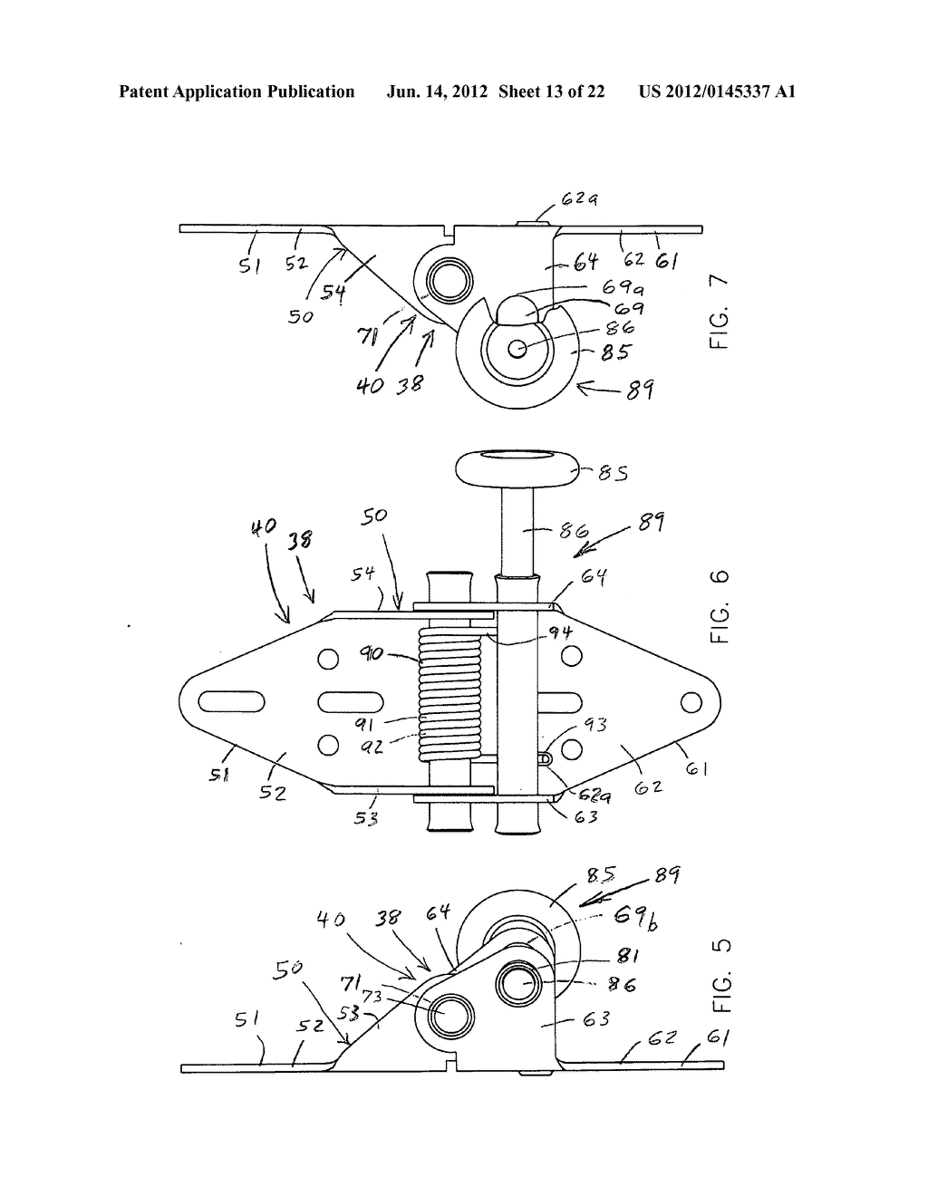 Overhead door with spring-loaded roller hinges - diagram, schematic, and image 14