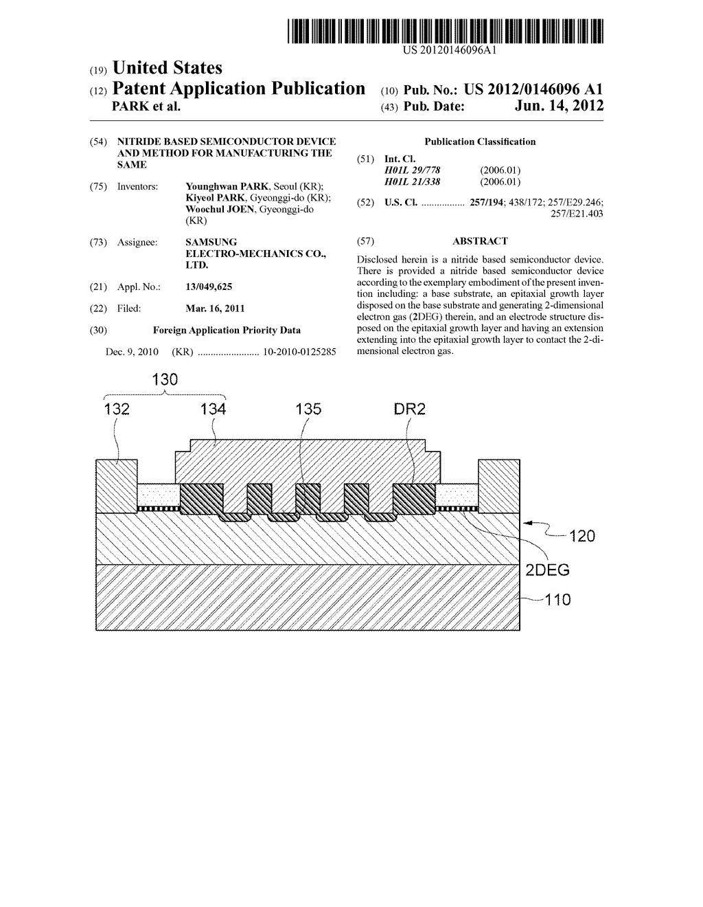 NITRIDE BASED SEMICONDUCTOR DEVICE AND METHOD FOR MANUFACTURING THE SAME - diagram, schematic, and image 01