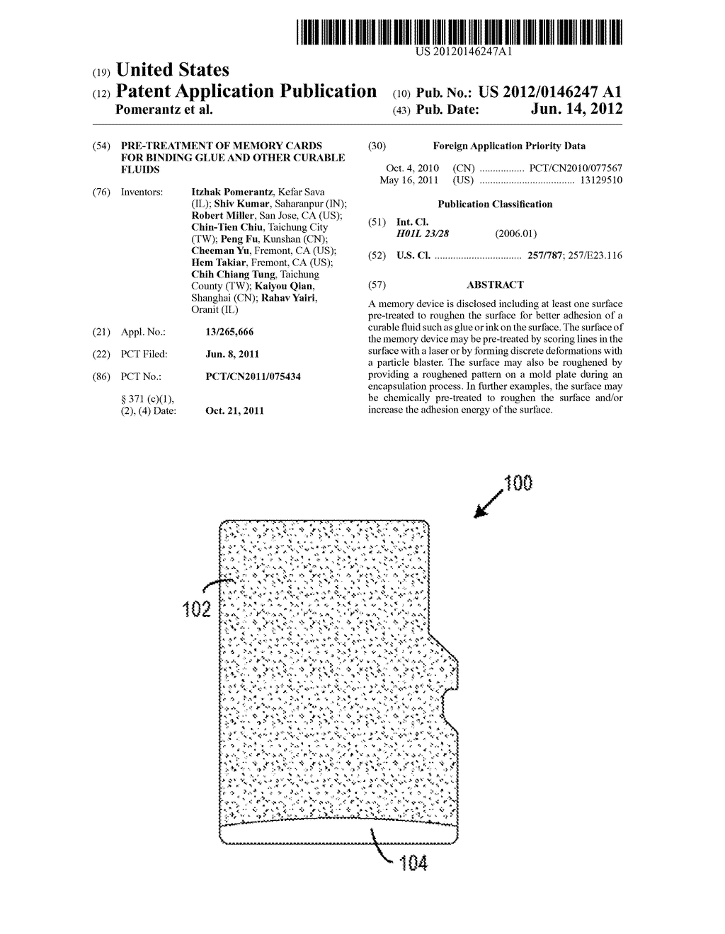 PRE-TREATMENT OF MEMORY CARDS FOR BINDING GLUE AND OTHER CURABLE FLUIDS - diagram, schematic, and image 01