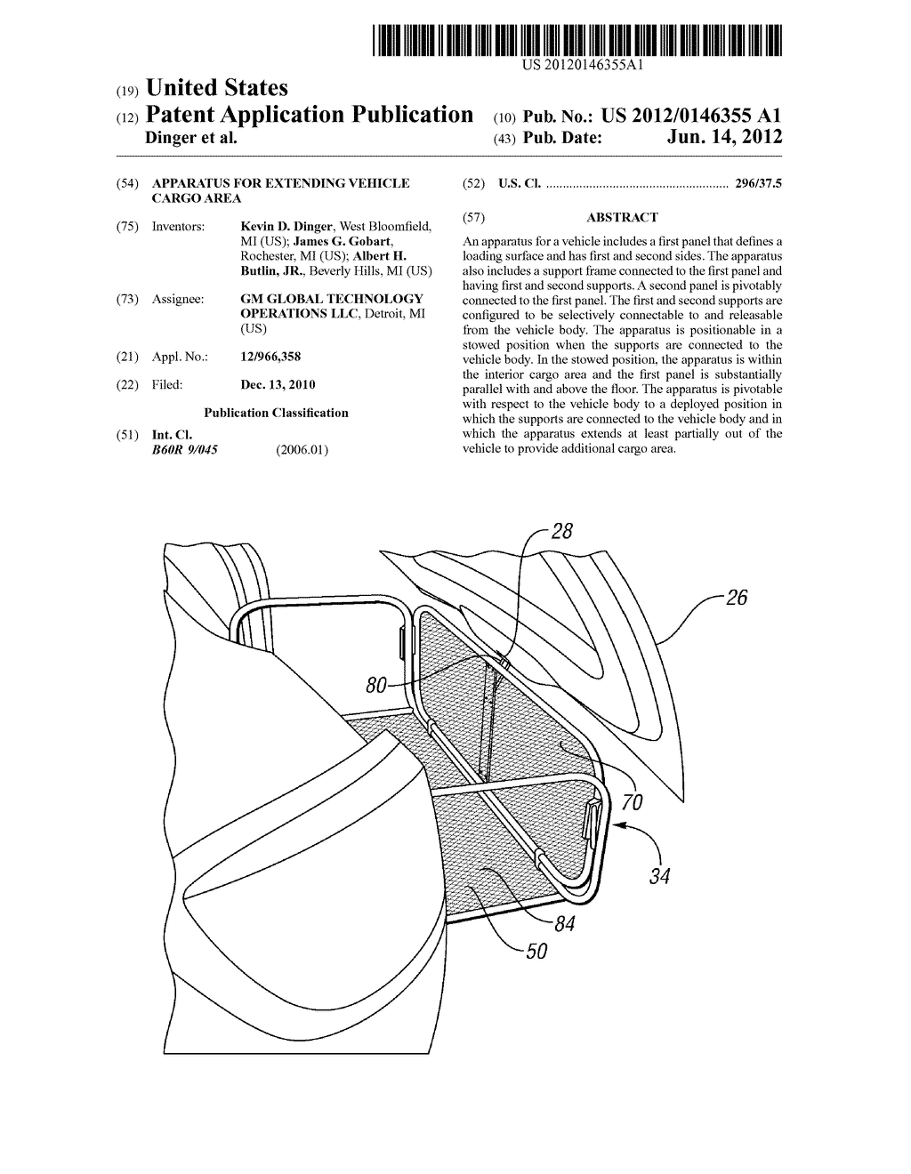 APPARATUS FOR EXTENDING VEHICLE CARGO AREA - diagram, schematic, and image 01