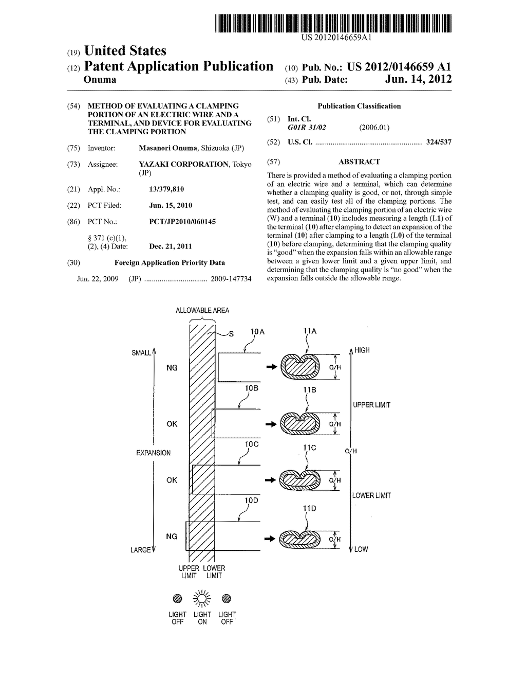 METHOD OF EVALUATING A CLAMPING PORTION OF AN ELECTRIC WIRE AND A     TERMINAL, AND DEVICE FOR EVALUATING THE CLAMPING PORTION - diagram, schematic, and image 01