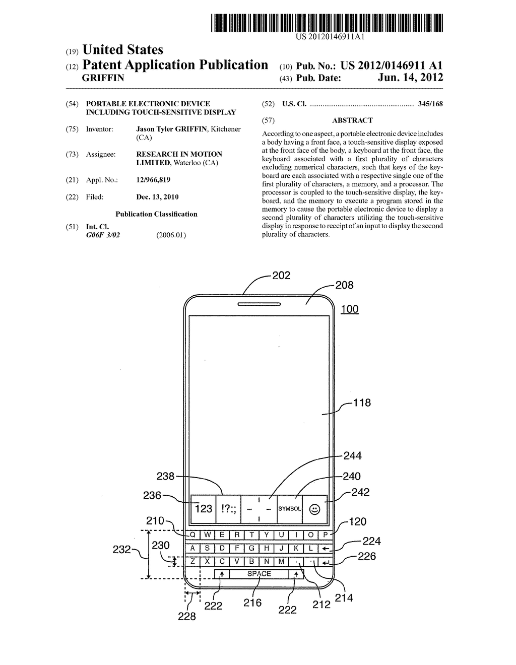 PORTABLE ELECTRONIC DEVICE INCLUDING TOUCH-SENSITIVE DISPLAY - diagram, schematic, and image 01