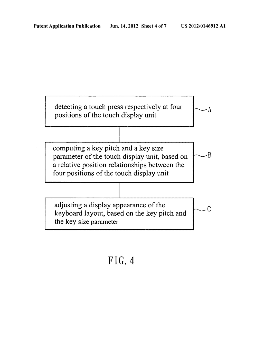 Method for adjusting a display appearance of a keyboard layout displayed     on a touch display unit - diagram, schematic, and image 05