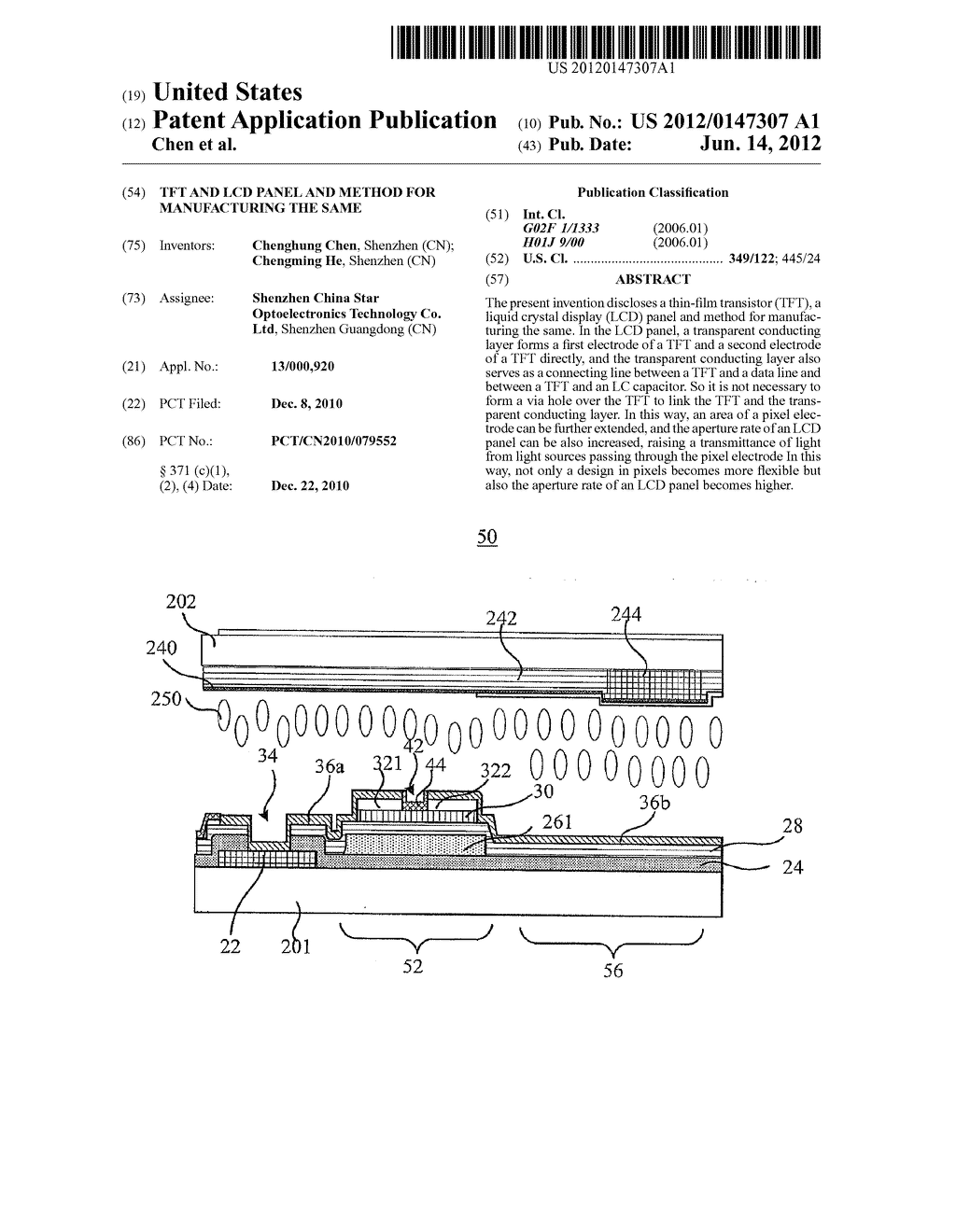 TFT AND LCD PANEL AND METHOD FOR MANUFACTURING THE SAME - diagram, schematic, and image 01