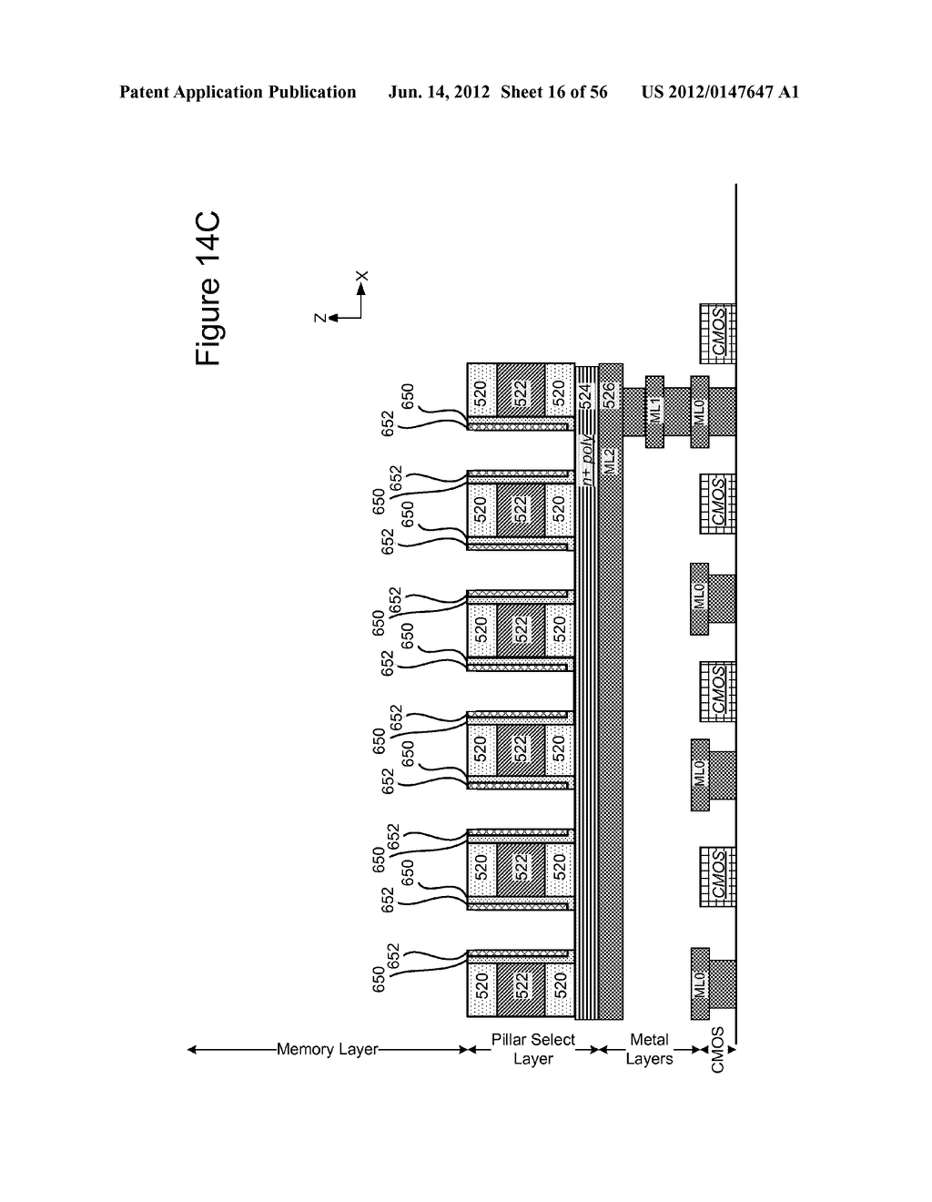 THREE DIMENSIONAL NON-VOLATILE STORAGE WITH THREE DEVICE DRIVER FOR ROW     SELECT - diagram, schematic, and image 17