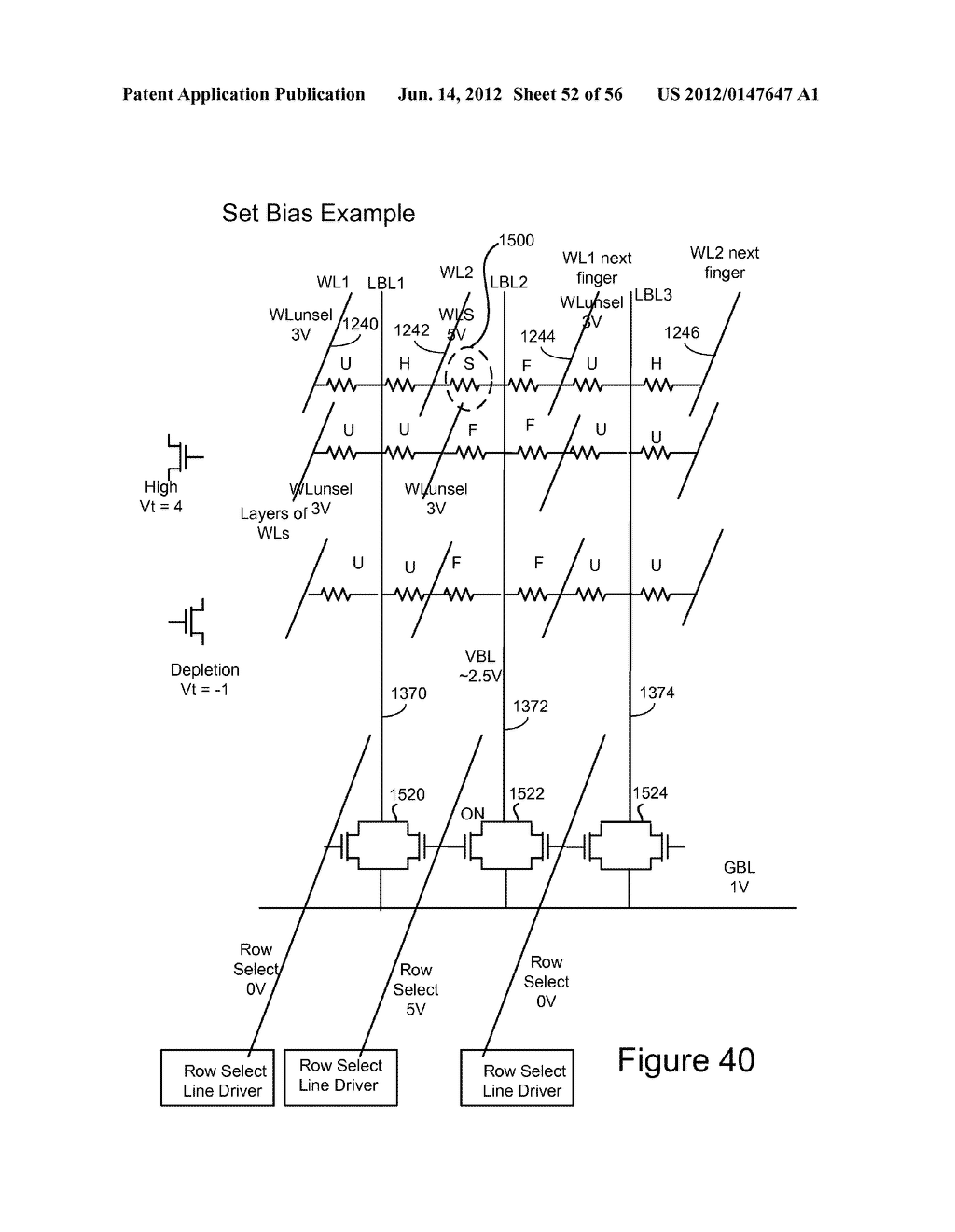 THREE DIMENSIONAL NON-VOLATILE STORAGE WITH THREE DEVICE DRIVER FOR ROW     SELECT - diagram, schematic, and image 53