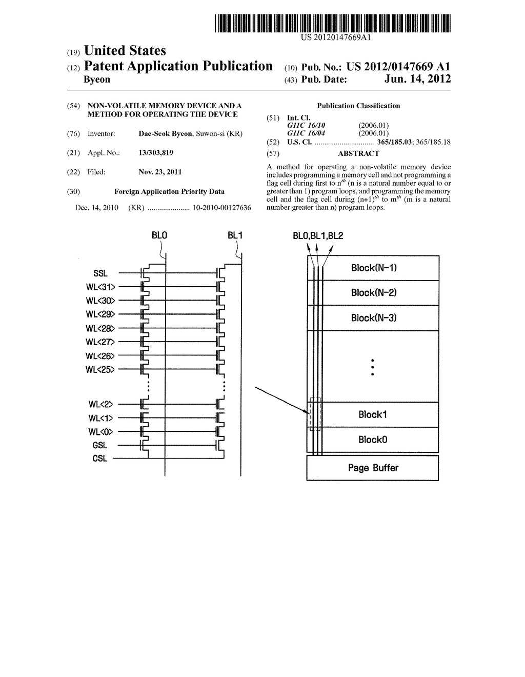 NON-VOLATILE MEMORY DEVICE AND A METHOD FOR OPERATING THE DEVICE - diagram, schematic, and image 01