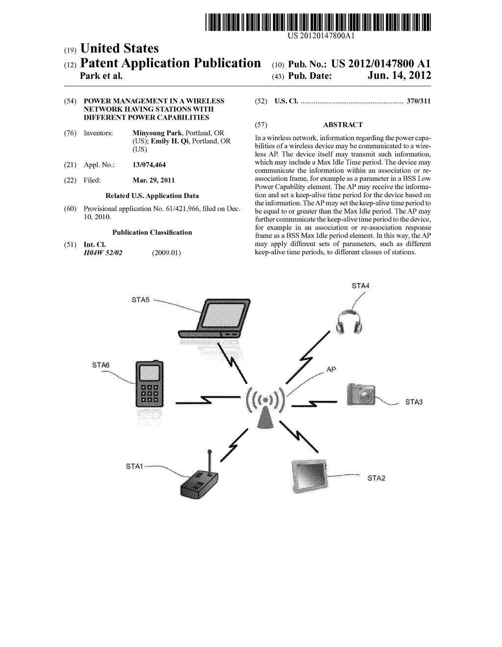 POWER MANAGEMENT IN A WIRELESS NETWORK HAVING STATIONS WITH DIFFERENT     POWER CAPABILITIES - diagram, schematic, and image 01