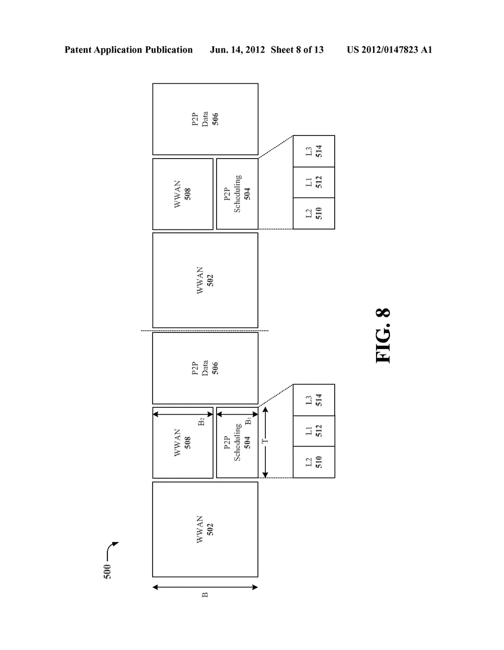 METHODS AND APPARATUS FOR SCHEDULING OF PEER-TO-PEER COMMUNICATION IN A     WIRELESS WIDE AREA NETWORK SPECTRUM - diagram, schematic, and image 09