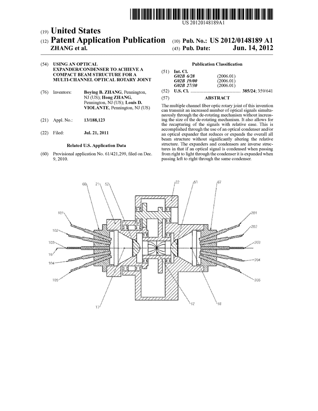 USING AN OPTICAL EXPANDER/CONDENSER TO ACHIEVE A COMPACT  BEAM STRUCTURE     FOR A MULTI-CHANNEL OPTICAL ROTARY JOINT - diagram, schematic, and image 01