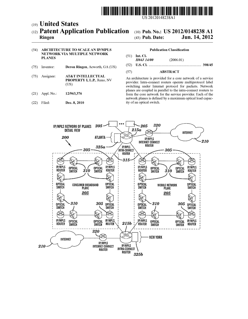 ARCHITECTURE TO SCALE AN IP/MPLS NETWORK VIA MULTIPLE NETWORK PLANES - diagram, schematic, and image 01