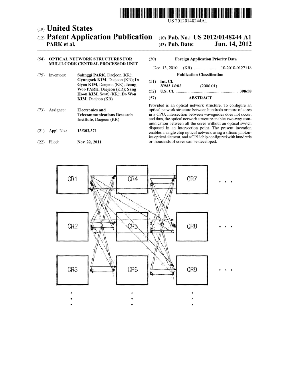 OPTICAL NETWORK STRUCTURES FOR MULTI-CORE CENTRAL PROCESSOR UNIT - diagram, schematic, and image 01