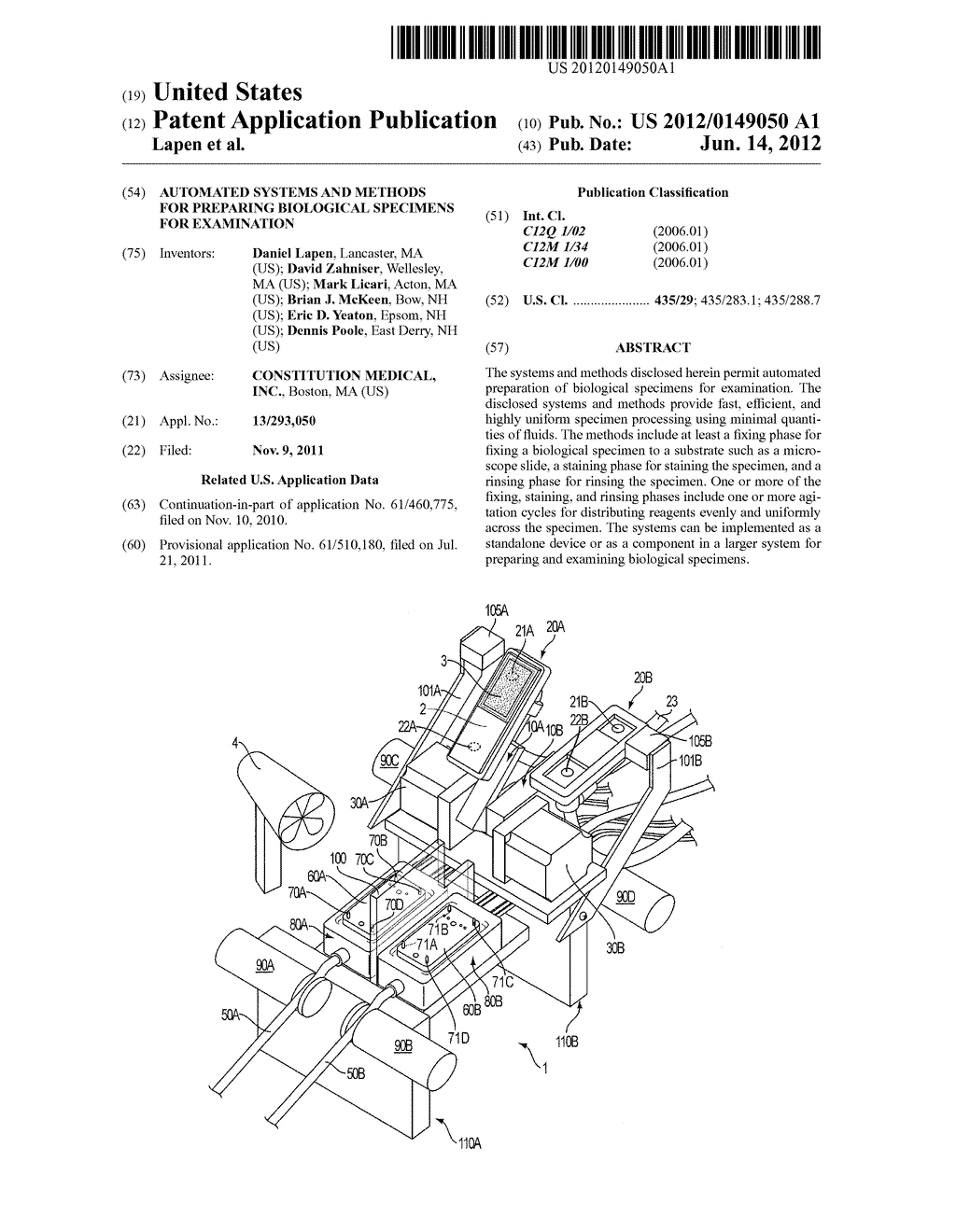 AUTOMATED SYSTEMS AND METHODS FOR PREPARING BIOLOGICAL SPECIMENS FOR     EXAMINATION - diagram, schematic, and image 01