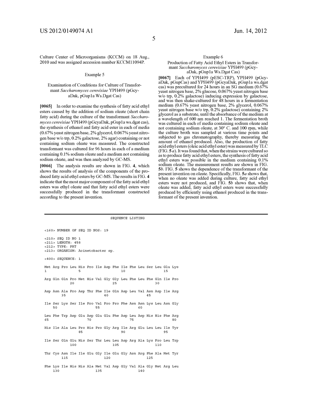 Transformant Comprising Gene Coding for ws/dgat and Method of Producing     Fatty Acid Ethyl Esters Using the Same - diagram, schematic, and image 14